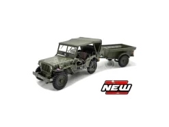 CARARAMA CANECAF-02 NECAF 1/4 TON MILITARY VEHICLE NL 1955 CLOSED TOP + REMORQUE 1:43 Modellino