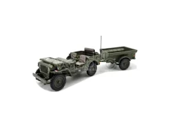 CARARAMA CANECAF-04 NECAF 1/4 TON MILITARY VEHICLE NL 1955 OPEN TOP + REMORQUE 1:43 Modellino
