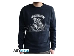 Harry Potter - Felpa Vintage - "Hogwarts" Uomo Nera Sbiadita Taglia XL