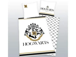 Harry Potter Copripiumino Letto Bianco e Oro Stemma Hogwarts 135 x 200 cm, 80 x 80 cm
