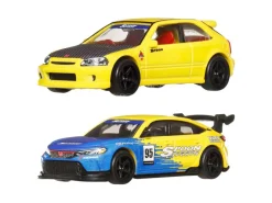 Hot Wheels Premium Car Culture Diecast Vehicle 2-Pack 1/64 '99 Honda Civic Type R (EK9) & Honda Civic Type R Mattel