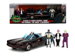 Jada Toys Jada253215011 Batmobile 1966 Con Figura Batman, Robin, The Penguin, The Joker 1:24 Modellino