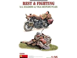 MINIART MIN53068 REST & FIGHTING U.S. SOLDIERS W/WLA MOTORCYCLES KIT 1:35 Modellino